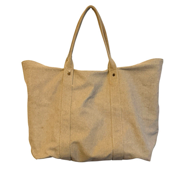 Restoration Hardware Extra Large Taupe Rugged Cotton Canvas Tote Bag 21x16x9 - Picture 1 of 9